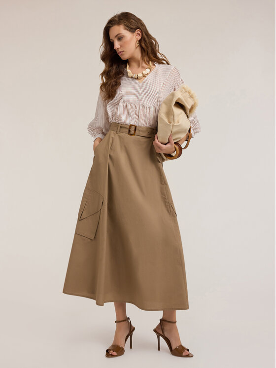 Motivi Motivi Gonna maxi 1202Q001047N022 Marrone Flared Fit