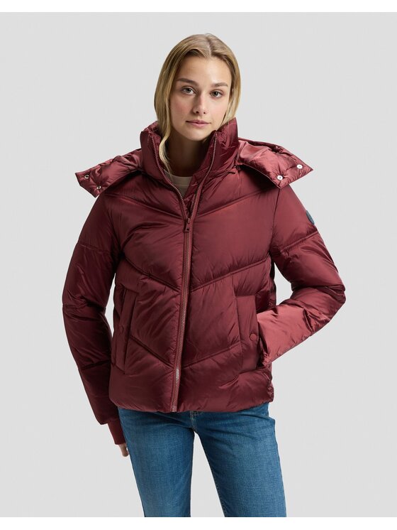 Lee Lee Kurtka puchowa SHORT HOODED PUFFER Czerwony Regular Fit