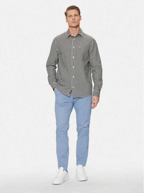 Tommy Jeans Tommy Jeans Ing Poplin Check DM0DM21115 Fekete Regular Fit
