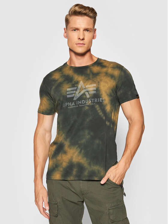 Alpha Industries T-Shirt Basic T Batik 116517 Hnědá Regular Fit