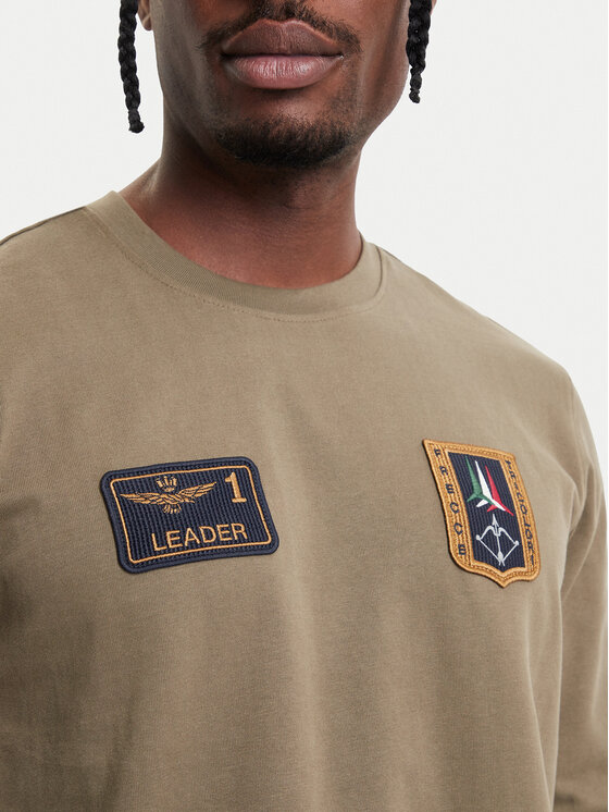 Aeronautica Militare Aeronautica Militare Majica z dolgimi rokavi 262TS2568UJ00703 Khaki Regular Fit