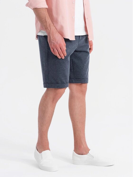 Ombre Ombre Szorty materiałowe OM-SRCS-0177 Granatowy Regular Fit