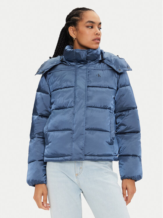 Calvin Klein Jeans Calvin Klein Jeans Zimska jakna Shiny Monologo J20J224616 Modra Regular Fit