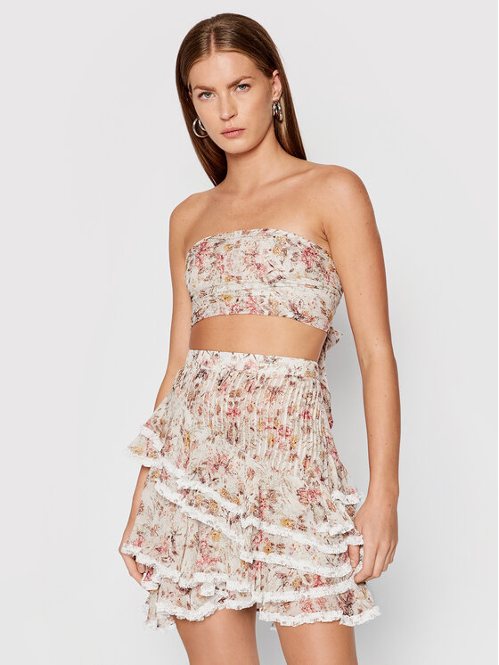 Completo maglietta e gonna X211-60152 Beige