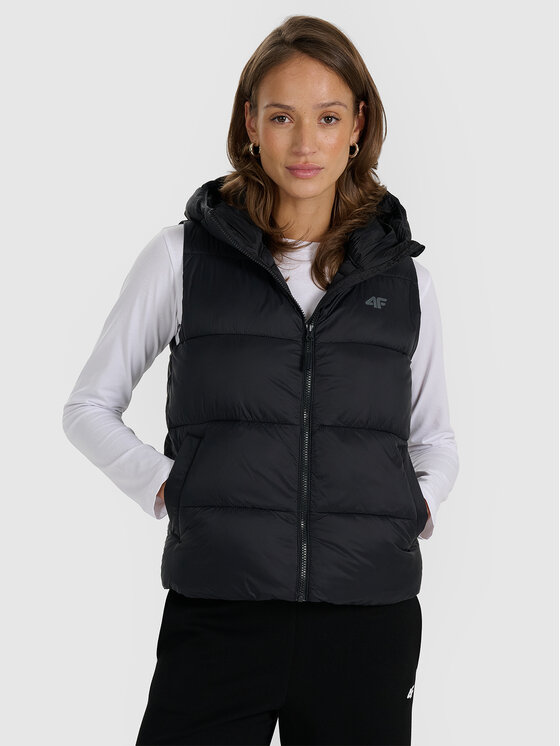 4F 4F Kamizelka MIDSHOP TEXTILE Czarny Regular Fit