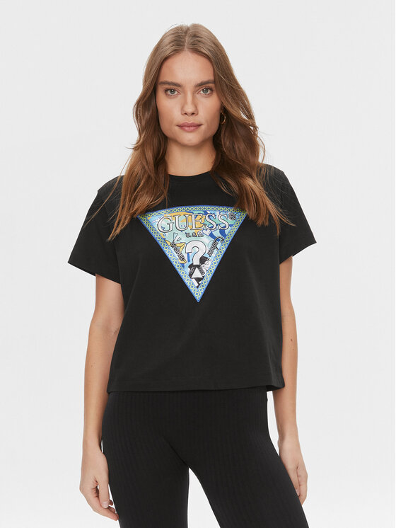 Guess Tricou W4RI78 I3Z14 Negru Boxy Fit