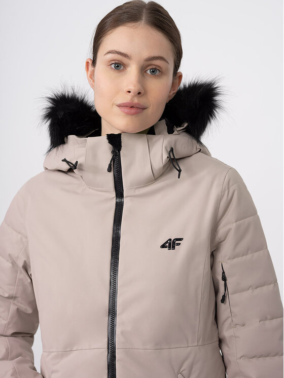 4F 4F Slidinėjimo striukė 4FAW23TTJAF337 Smėlio Slim Fit