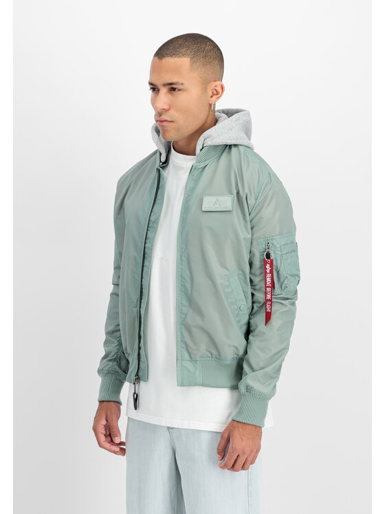 Alpha Industries Alpha Industries Kurtka bomber MA-1 TT Hood Light Bomber Jacket Zielony Slim Fit