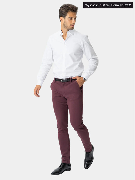 TeeShoppen TeeShoppen Spodnie garniturowe 'Perform Collection' Czerwony Slim Fit