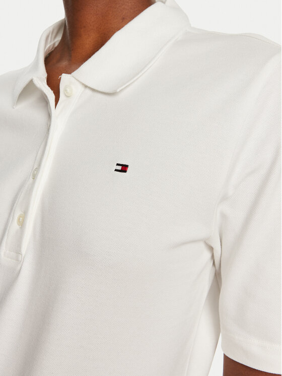 Tommy Hilfiger Tommy Hilfiger Тениска с яка и копчета 1985 WW0WW43224 Екрю Regular Fit