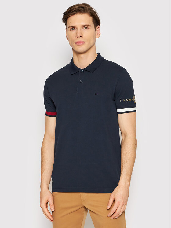 Tommy Hilfiger Poloshirt Icon Flag MW0MW23961 Dunkelblau Slim Fit 