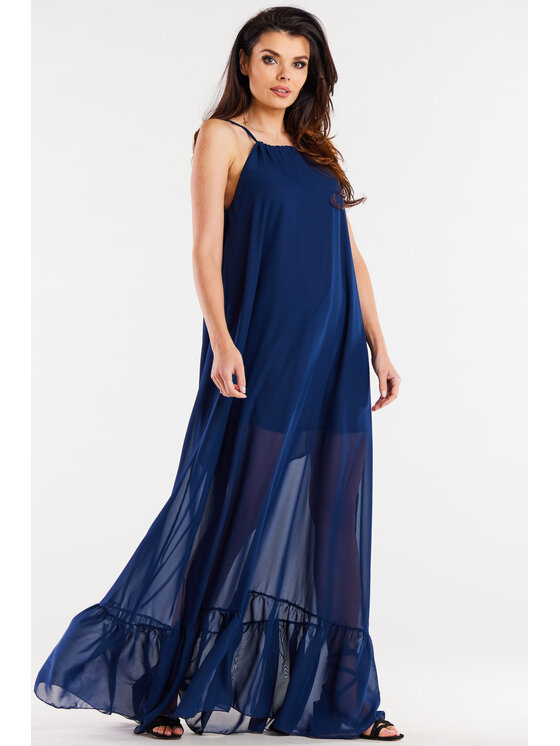 Awama Awama Sukienka letnia A516 Granatowy Basic Fit