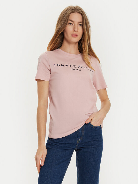 Damski T-Shirt Tommy Hilfiger, Rozmiar XXS, Różowy, WW0WW40276