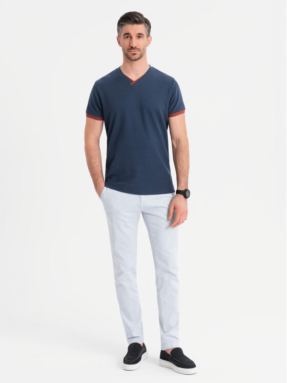 Ombre Ombre T-Shirt OM-TSCT-0198 Granatowy Regular Fit