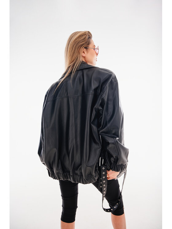 Mimika Mimika Kurtka skórzana Rumor bomber n^3 wersja oversize Czarny Oversize