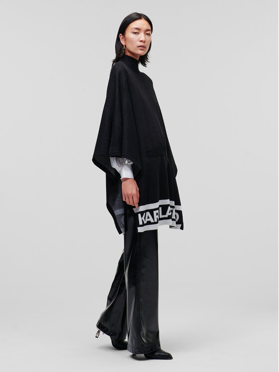 KARL LAGERFELD KARL LAGERFELD Πόντσο Logo 226W2010 Μαύρο Relaxed Fit