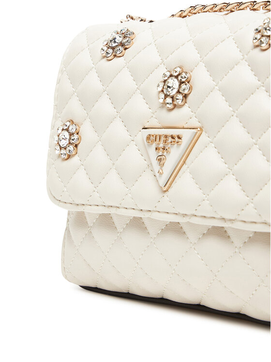 Guess Guess Дамска чанта Everlee Mini HWEG8 679780 Бял