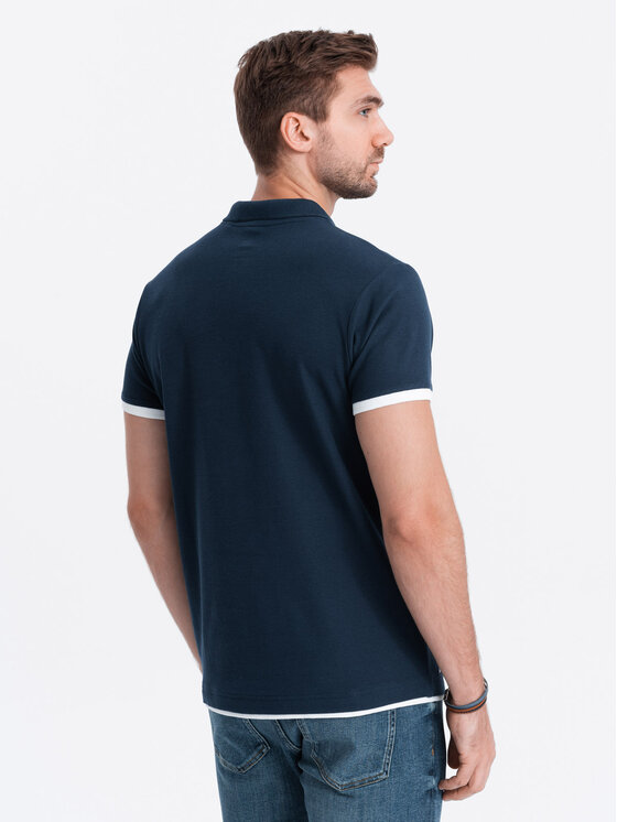 Ombre Ombre Polokošile OM-POSS-0113 Tmavomodrá Fitting Fit