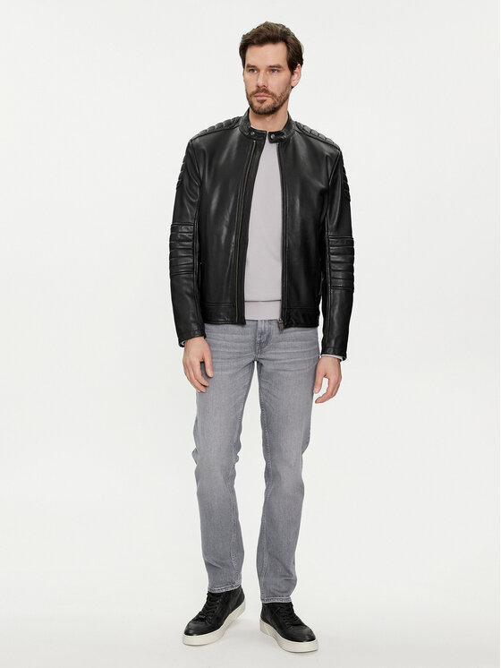 BOSS Boss Kurtka skórzana Jolur 50504104 Czarny Regular Fit