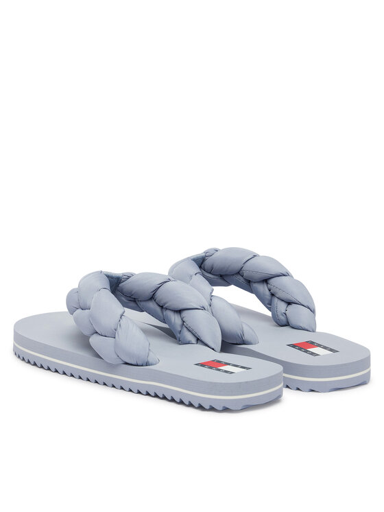 Tommy Jeans Tommy Jeans Čības uz pirksta Braided Thong Beach Sandal EN0EN02877 Gaiši zils