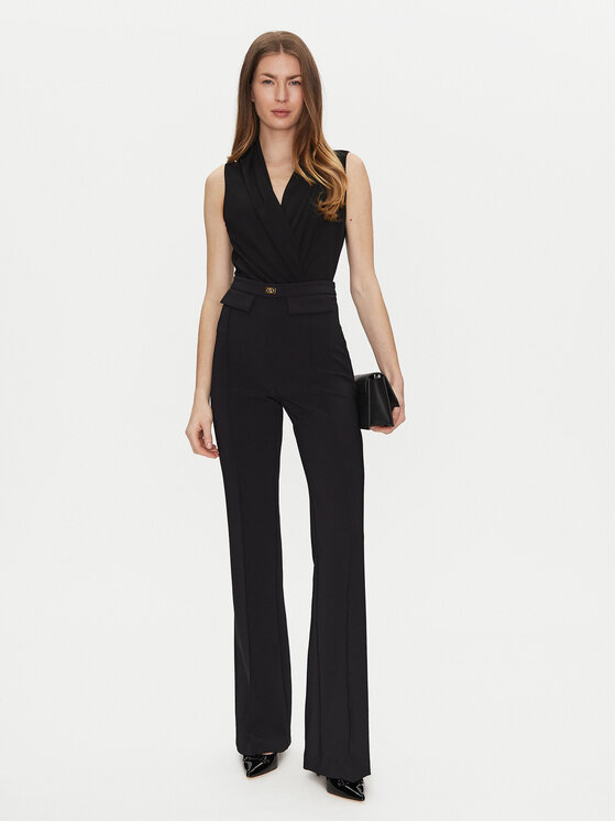 Elisabetta Franchi Elisabetta Franchi Riidest püksid PA-078-51E2-V300 Must Regular Fit