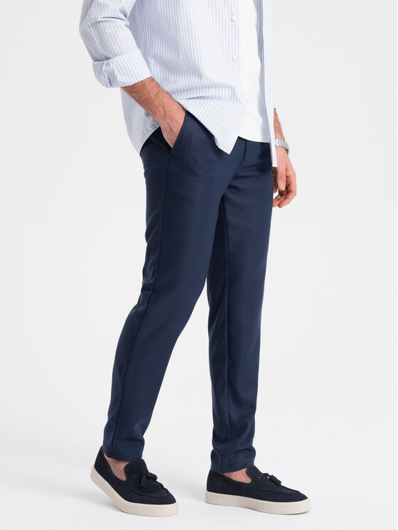 Ombre Ombre Chino kalhoty OM-PACP-0182 Tmavomodrá Slim Fit