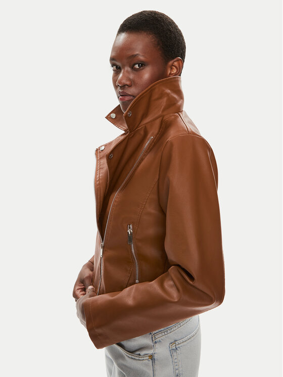 Brave Soul Brave Soul Jacke aus Kunstleder LJK-SVEATAN Braun Straight Fit