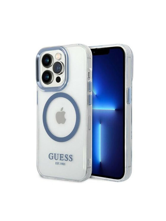 Etui na telefon Guess, Przezroczysty, Metal Outline Magsafe