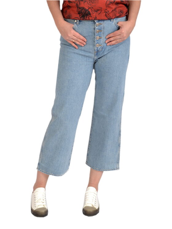 Wrangler Wrangler Jeansy RETRO CROP BOYFRIEND Niebieski Straight Fit