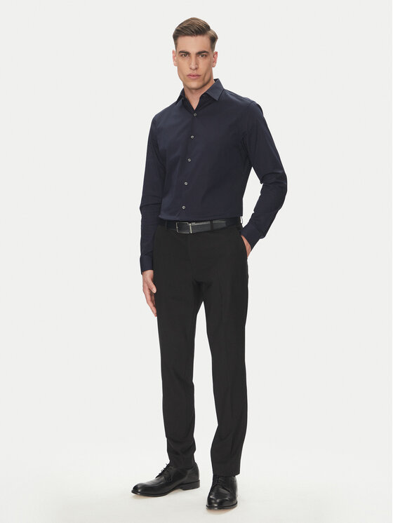 Calvin Klein Calvin Klein Koszula Essential LV019EU000 Granatowy Slim Fit