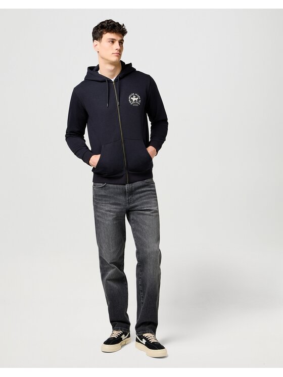 Wrangler Wrangler Bluza GRAPHIC ZIP HOODIE Czarny Regular Fit