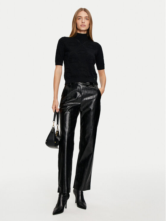 Sisley Sisley Spodnie z imitacji skóry 4S6DLF064 Czarny Straight Leg