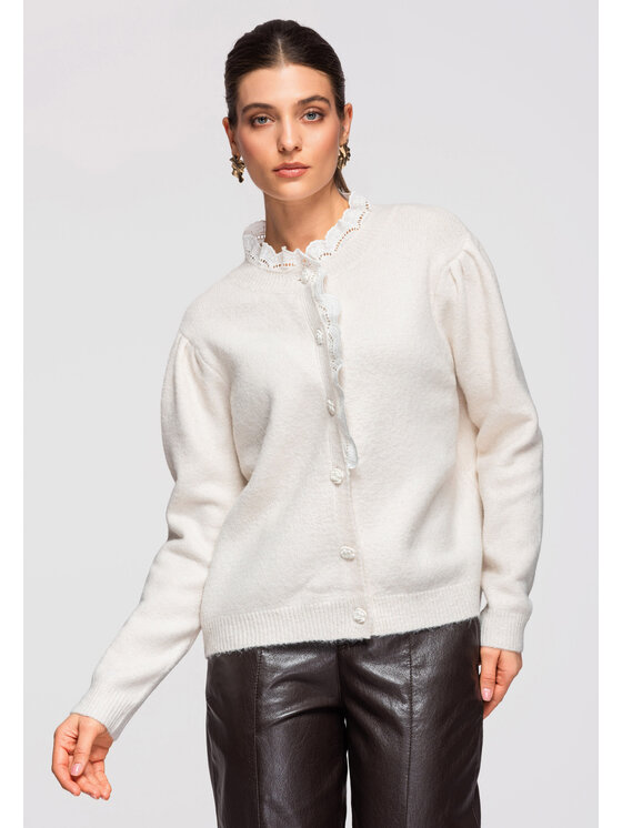 Ombre Ombre Sweter OW-SWCD-0110 Beżowy Regular Fit