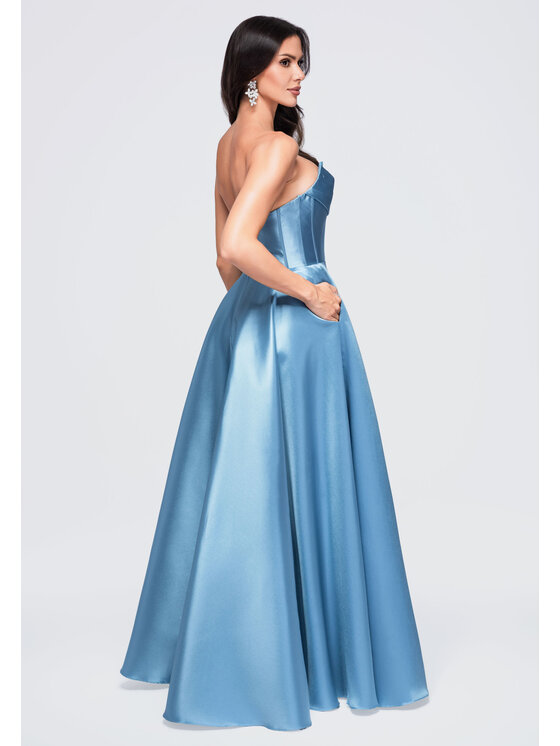 Ombre Ombre Sukienka wieczorowa LA-OM-DLR440 Niebieski Slim Fit