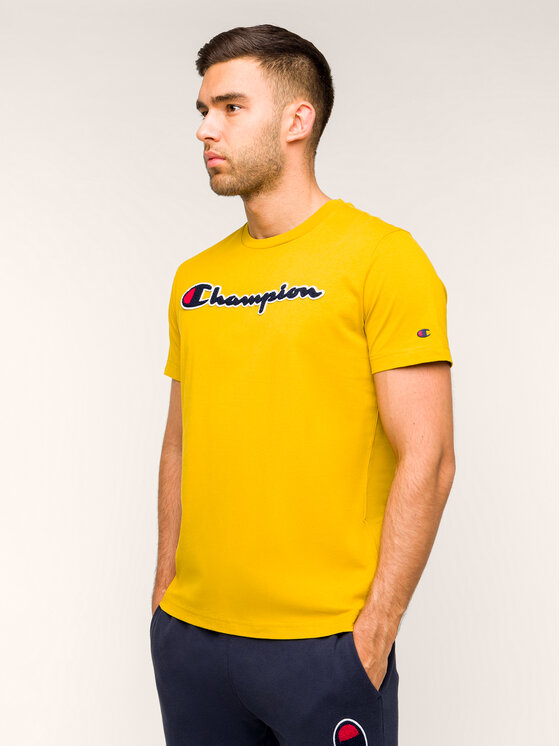 Champion Champion T-Shirt Script Logo 213521 Žlutá Comfort Fit