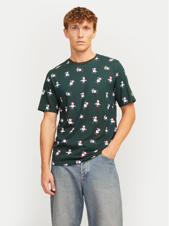 Jack&Jones T-krekls Xmas Merry 12265399 Zaļš Standard Fit