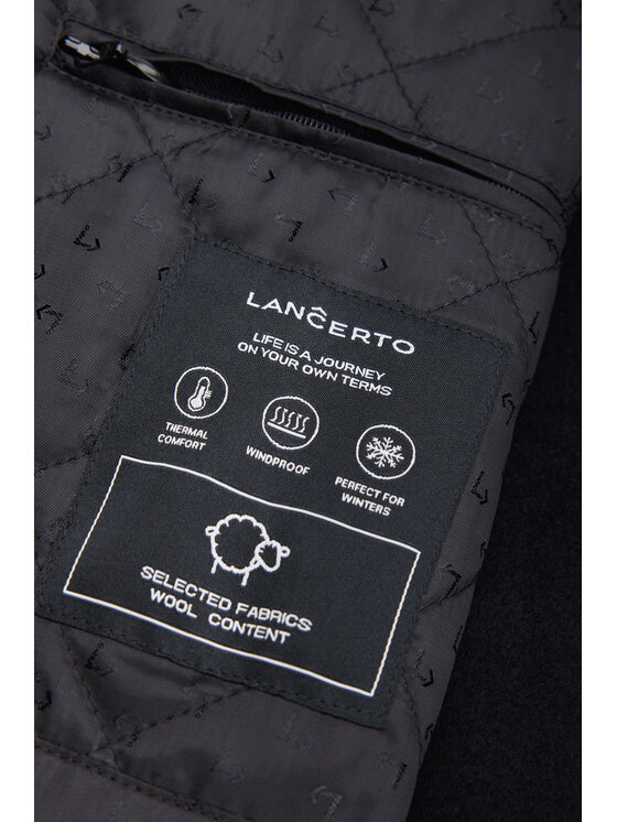 Lancerto Lancerto Płaszcz Ebikon KU073225000001 Czarny Regular Fit