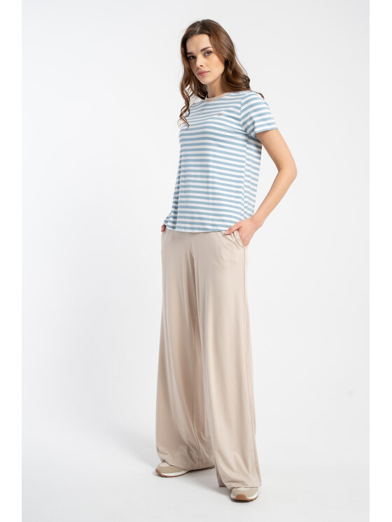 CLICK CLICK Kalhoty z materiálu 30-421 Béžová Loose Fit