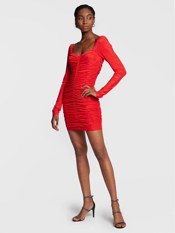 ROTATE Coctailkleid Mesh RT1981 Rot Slim Fit | Modivo.de