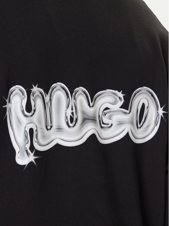 HUGO HUGO Džemperis ar kapuci Nyrocrew 50549778 Melns Loose Fit