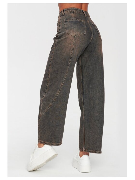 Makadamia Makadamia Jeansy C78 Miedziany Baggy Fit
