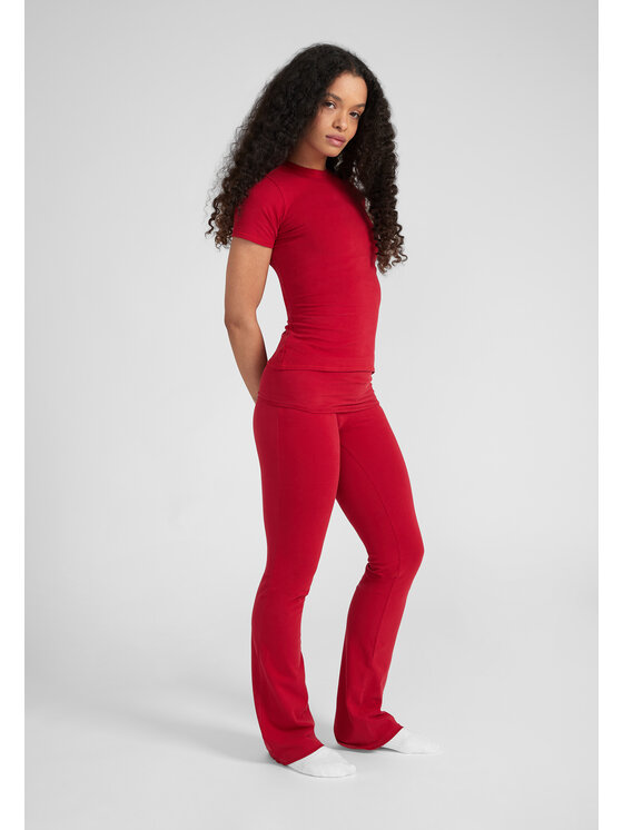 Style Republic Style Republic Legginsy Foldover Pants Czerwony Athletic Fit