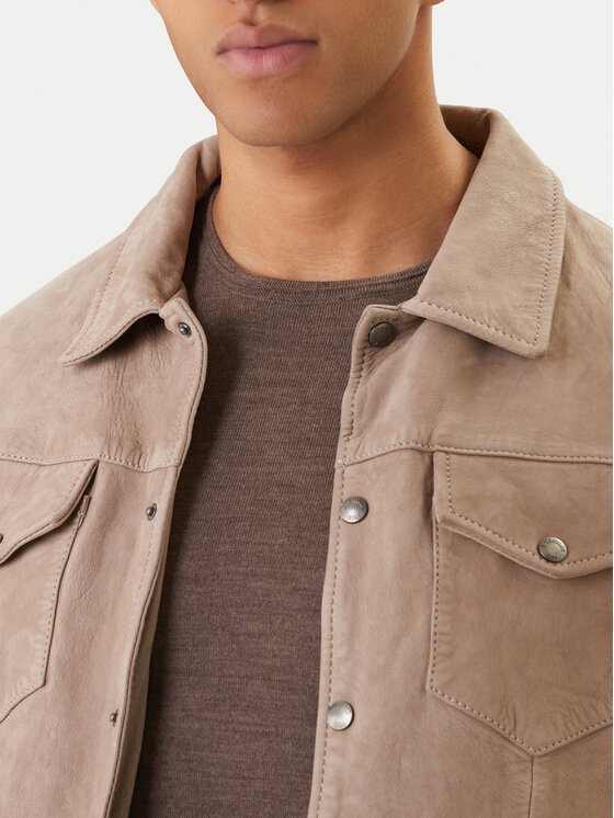 Milestone Milestone Μπουφάν δερμάτινο Valerio 612205 60790 Μπεζ Regular Fit
