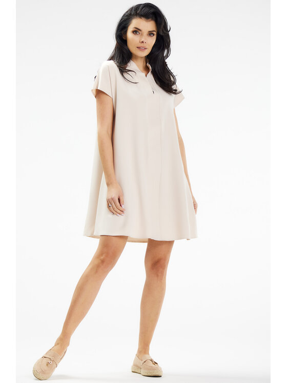 Awama Awama Sukienka letnia A635 Beżowy Basic Fit