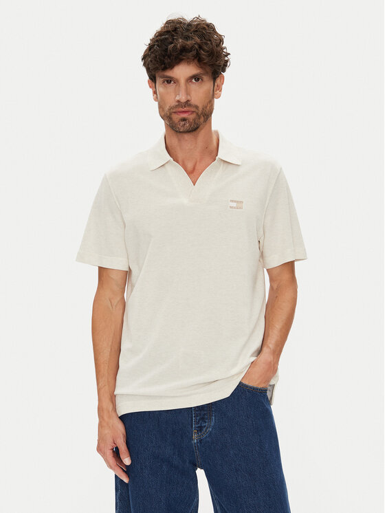 Tommy Jeans Męskie Tommy Jeans Polo, rozmiar L Beżowe, Skipper DM0DM21657
