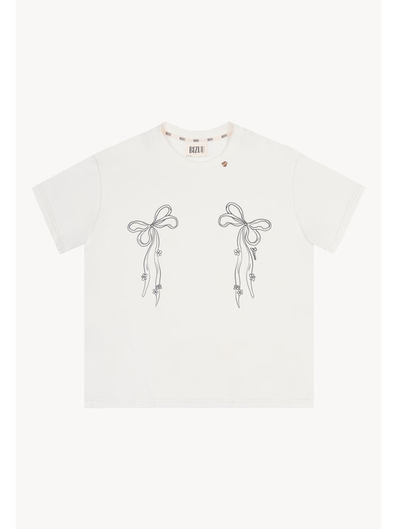 BIZUU BIZUU T-Shirt BOW Biały Standard Fit