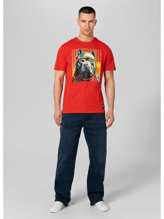 PITBULL PITBULL T-Shirt Koszulka Czerwony Regular Fit
