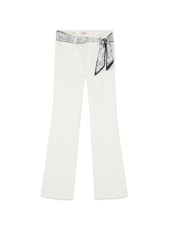 Oltre Oltre Pantaloni di tessuto P713R009181N011 Bianco Flare Fit