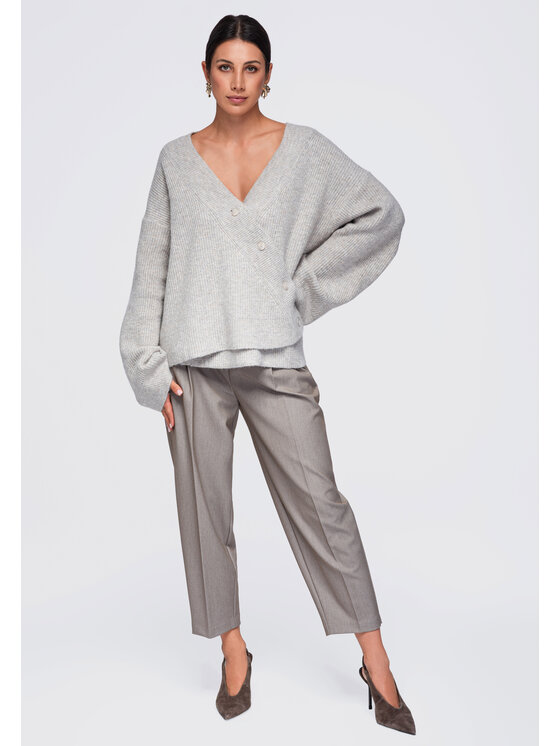 Ombre Ombre Sweter OW-SW-E0013 Szary Relaxed Fit