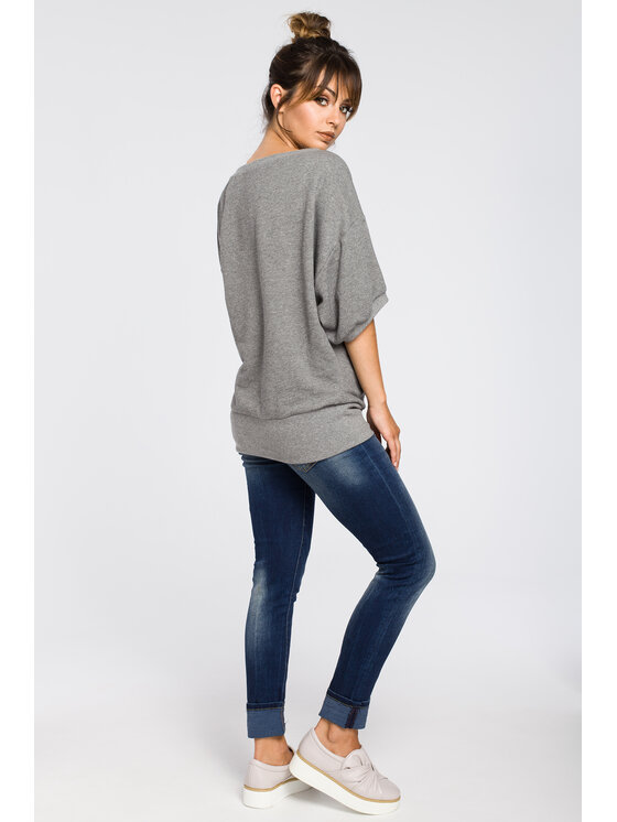 BeWear BeWear Felpa B048 Grigio Baggy Fit